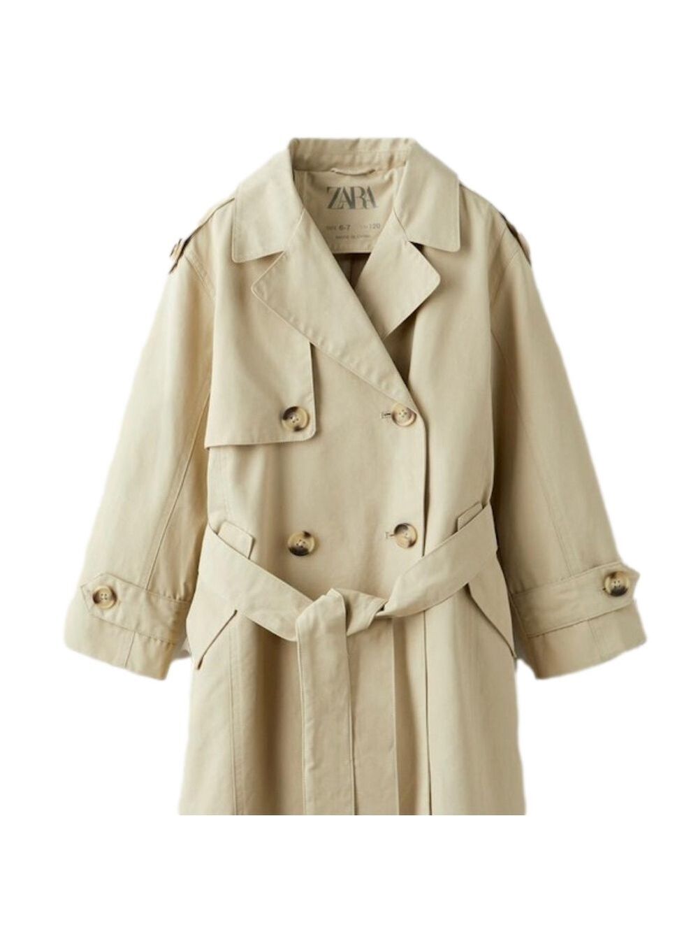 Zara Tan Trench Coat. 3/4 Length in Light Tan. Medium.
